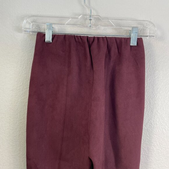 NEW Avec Les Filles XSP Plum Faux Suede Split Hem Pants High Rise - Picture 8 of 8